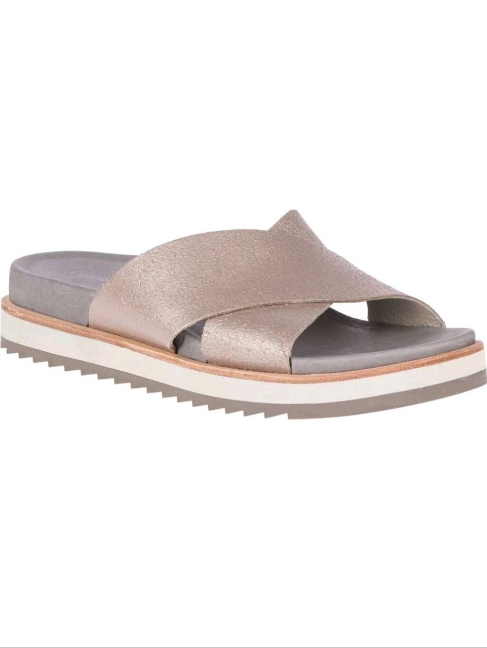 Merrell Metallic Rose Gold Crossband Slide Sandals